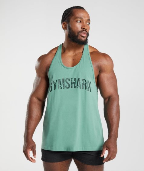 Podkoszulki Gymshark Power Stringer Męskie Zielone | PL 613IZS